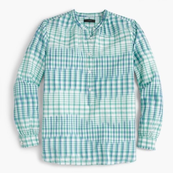J. Crew Tops - BOGO! J. Crew Gingham Ikat Popover Blouse